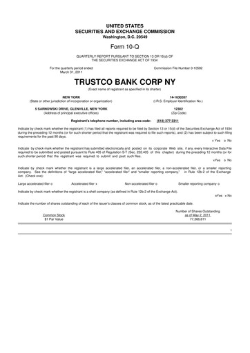 Thumbnail Trustco Bank 10-Q Quarterly Report FY 
