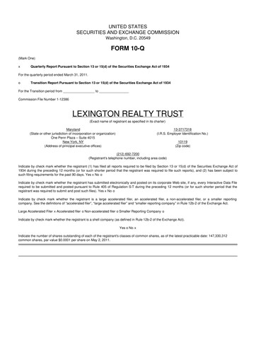Thumbnail LXP Industrial Trust 10-Q Quarterly Report FY2011 