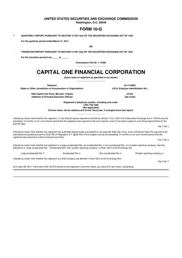 Thumbnail Capital One 10-Q Quarterly Report FY2011 
