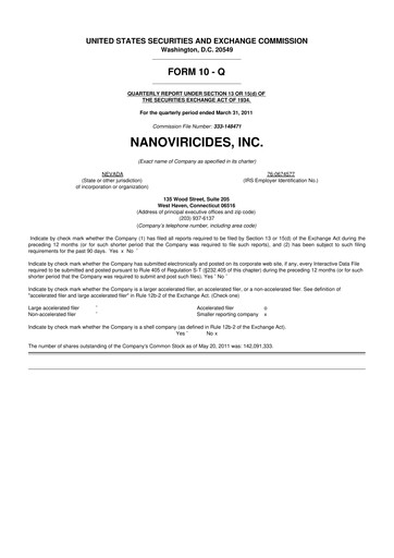 Thumbnail NanoViricides 10-Q Quarterly Report FY 