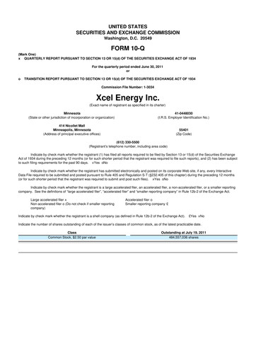 Thumbnail Xcel Energy 10-Q Quarterly Report FY2011 