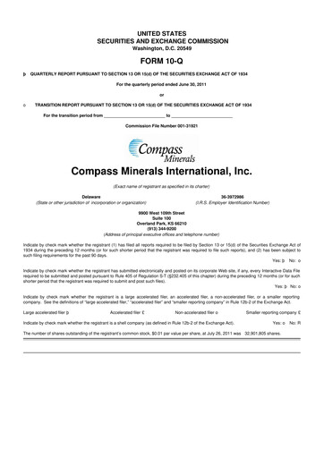 Thumbnail Compass Minerals 10-Q Quarterly Report FY2011 
