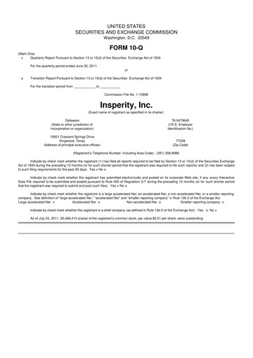 Thumbnail Insperity
 10-Q Quarterly Report FY2011 