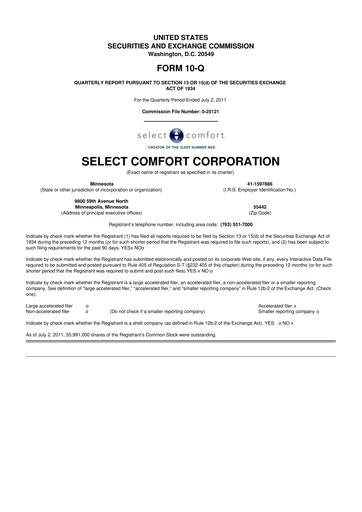 Thumbnail Sleep Number 10-Q Quarterly Report FY2011 
