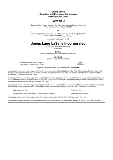 Vorschaubild Jones Lang LaSalle 10-Q Quartalsbericht 2011 