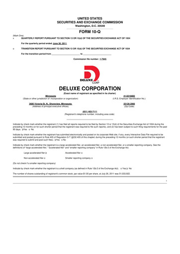 Thumbnail Deluxe Corporation 10-Q Quarterly Report FY2011 