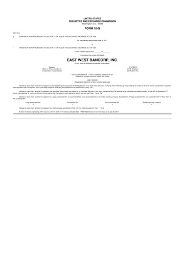 Vorschaubild East West Bancorp
 10-Q Quartalsbericht 2011 