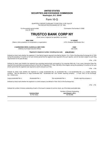 Thumbnail Trustco Bank 10-Q Quarterly Report FY2011 
