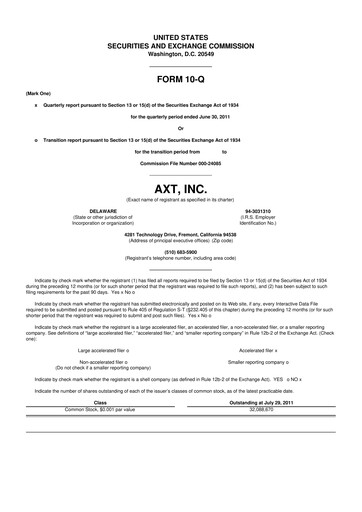 Thumbnail AXT Inc
 10-Q Quarterly Report FY2011 