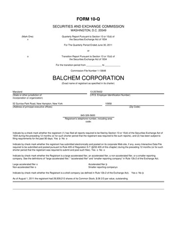 Thumbnail Balchem 10-Q Quarterly Report FY2011 