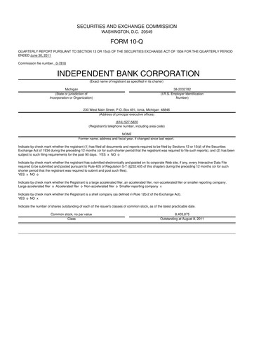 Thumbnail Independent Bank Corporation 10-Q Quarterly Report FY2011 