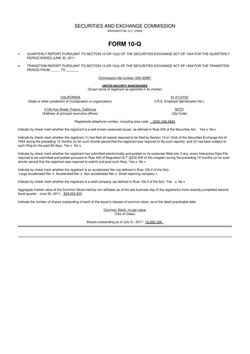 Vorschaubild United Security Bancshares 10-Q Quartalsbericht 2011 