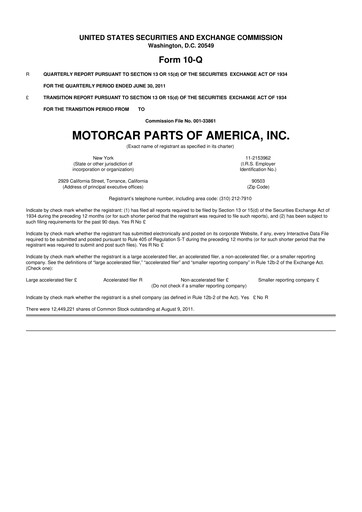 Vorschaubild Motorcar Parts of America 10-Q Quartalsbericht 2012 