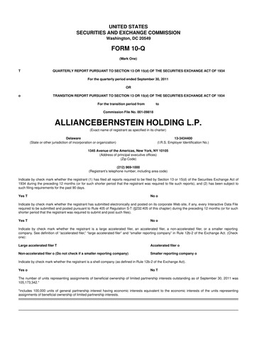 Thumbnail AllianceBernstein 10-Q Quarterly Report FY 