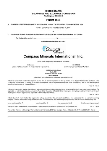 Thumbnail Compass Minerals 10-Q Quarterly Report FY2011 