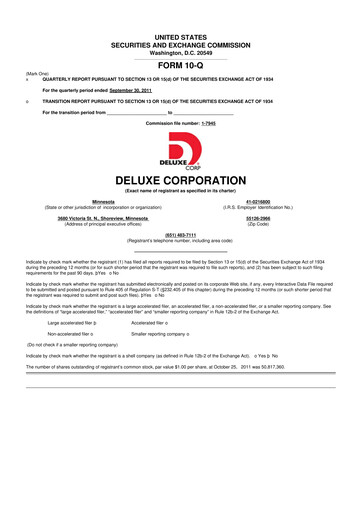 Thumbnail Deluxe Corporation 10-Q Quarterly Report FY2011 