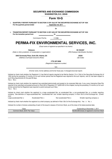 Miniature Perma-Fix Environmental Services 10-Q Rapport trimestriel 2011 