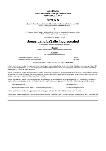 Vorschaubild Jones Lang LaSalle 10-Q Quartalsbericht 2011 