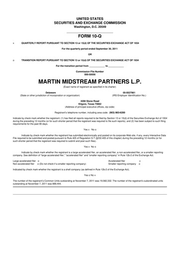 Thumbnail Martin Midstream Partners 10-Q Quarterly Report FY2011 