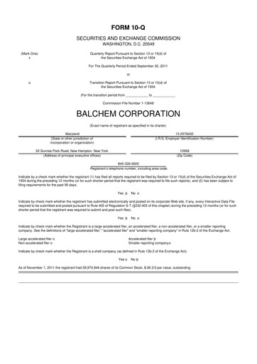Thumbnail Balchem 10-Q Quarterly Report FY2011 
