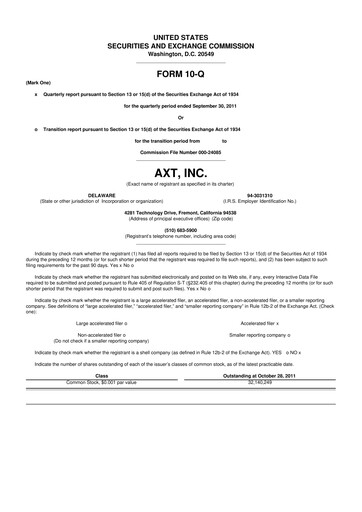 Thumbnail AXT Inc
 10-Q Quarterly Report FY2011 