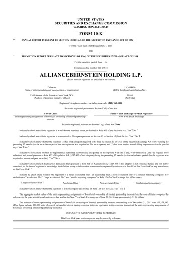 Thumbnail AllianceBernstein 10-K Annual Report 2011