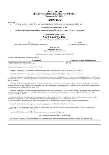 Thumbnail Xcel Energy 10-K Annual Report 2011