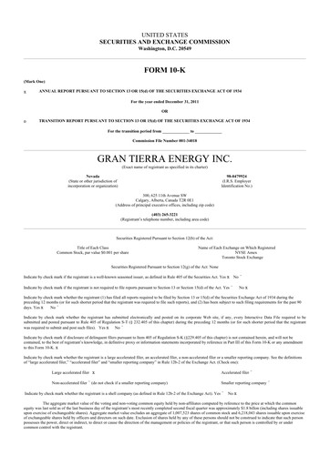 Thumbnail Gran Tierra Energy 10-K Annual Report 2011