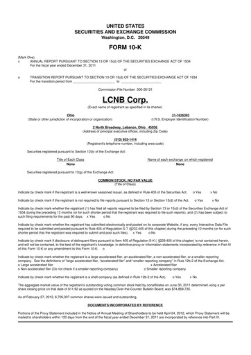 Thumbnail LCNB Corp.
 10-K Annual Report 2011