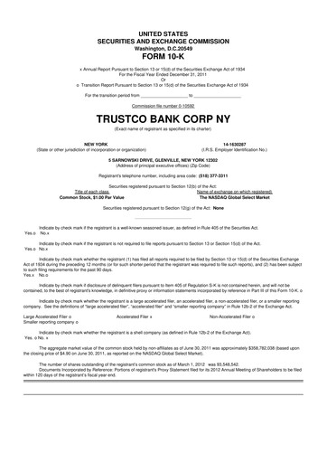 Thumbnail Trustco Bank 10-K Annual Report 2011