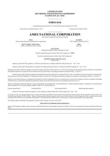 Thumbnail Ames National Corp. 10-K Annual Report 2011