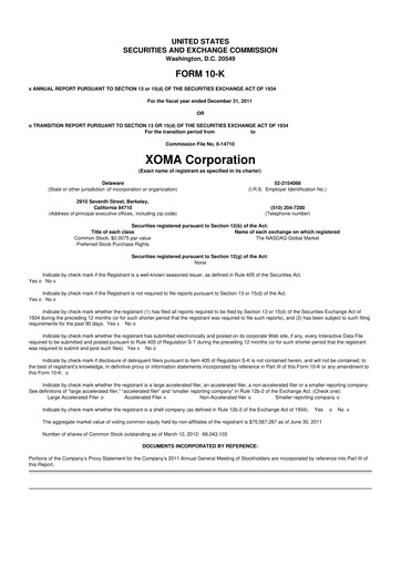Thumbnail XOMA Royalty 10-K Annual Report 2011