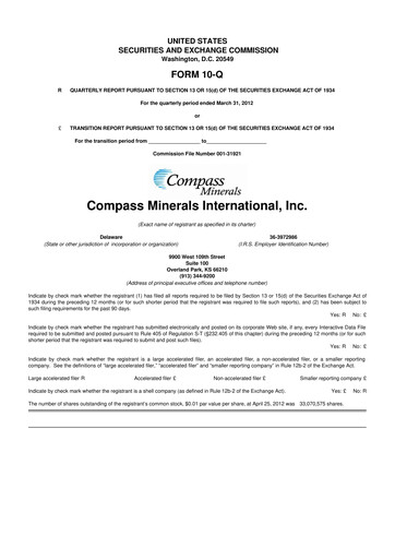 Thumbnail Compass Minerals 10-Q Quarterly Report FY2012 