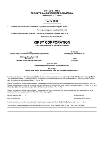 Thumbnail Kirby Corporation
 10-Q Quarterly Report FY2012 