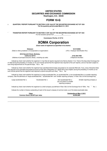 Thumbnail XOMA Royalty 10-Q Quarterly Report FY2012 