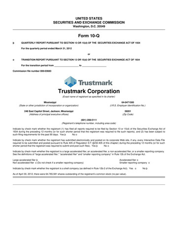 Thumbnail Trustmark 10-Q Quarterly Report FY2012 