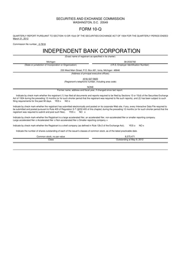 Thumbnail Independent Bank Corporation 10-Q Quarterly Report FY2012 