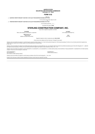 Thumbnail Sterling Infrastructure 10-Q Quarterly Report FY2012 