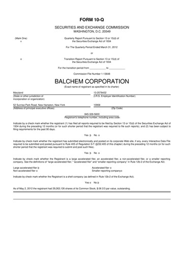 Thumbnail Balchem 10-Q Quarterly Report FY2012 