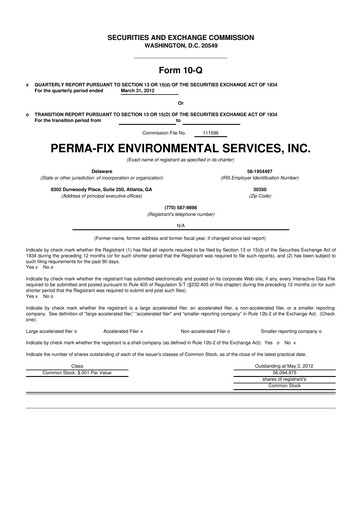 Miniature Perma-Fix Environmental Services 10-Q Rapport trimestriel 2012 