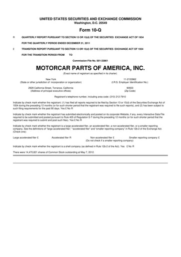 Vorschaubild Motorcar Parts of America 10-Q Quartalsbericht 2012 