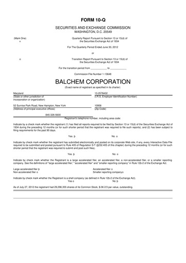 Thumbnail Balchem 10-Q Quarterly Report FY2012 