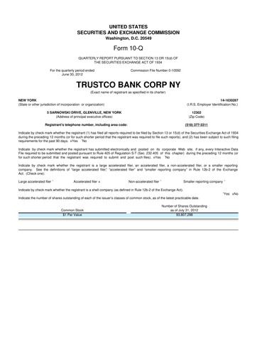 Thumbnail Trustco Bank 10-Q Quarterly Report FY2012 