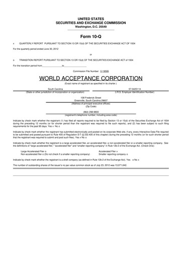 Thumbnail World Acceptance Corporation 10-Q Quarterly Report FY2013 