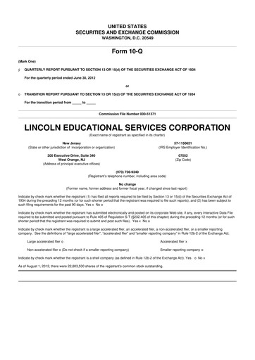 Thumbnail Lincoln Educational Services 10-Q Quarterly Report FY2012 