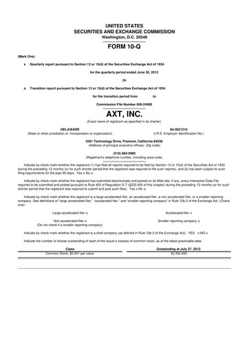 Thumbnail AXT Inc
 10-Q Quarterly Report FY2012 