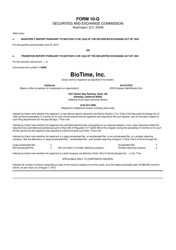 Thumbnail Lineage Cell Therapeutics
 10-Q Quarterly Report FY2012 