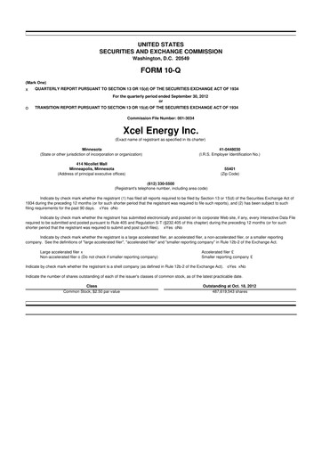 Thumbnail Xcel Energy 10-Q Quarterly Report FY2012 