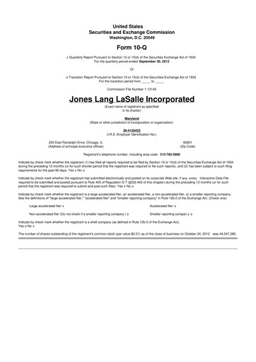 Vorschaubild Jones Lang LaSalle 10-Q Quartalsbericht 2012 