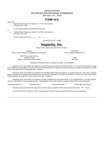 Thumbnail Insperity
 10-Q Quarterly Report FY2012 